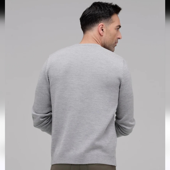 UNBOUND Heritage Knit Sweater 100% Merino Wool Men Size M Grey Quiet Luxury READ - Picture 3 of 16